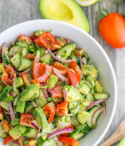 Cucumber Tomato Avocado Salad