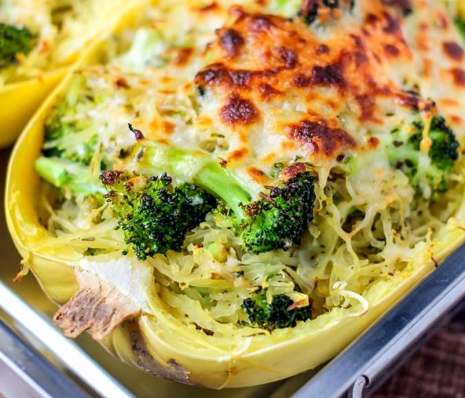 Broccoli & Cheese Stuffed Spaghetti Squash