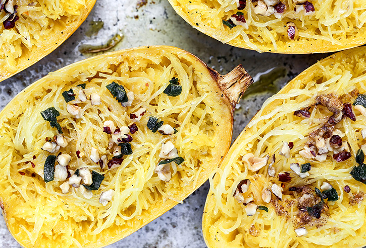 Roasted Spaghetti Squash with Browned Butter - Keto Side Dishes