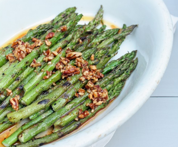 Grilled Asparagus & Sriracha (Toasted) Pecan Vinaigrette