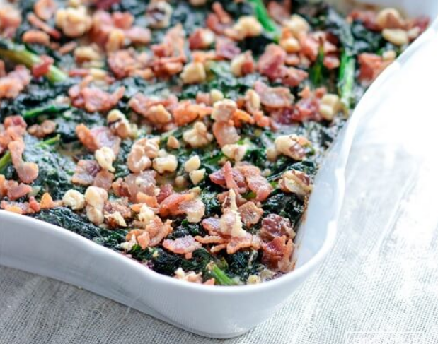 Creamed Kale with Bacon and Walnuts