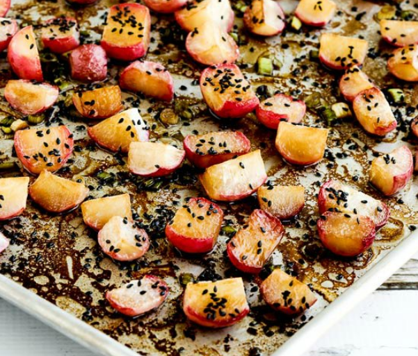 Roasted Radishes with Soy Sauce and Sesame Seeds