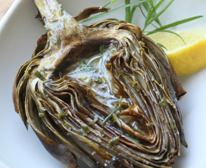 Roasted Artichokes w/ Lemon Tarragon Butter